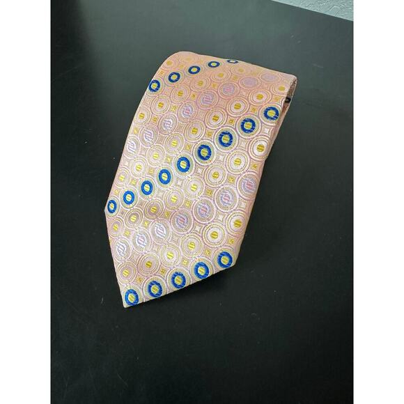 Gianfranco Italy Neck Tie Pink Geometic Pattern Old Money Luxury Special Event - Picture 9 of 11